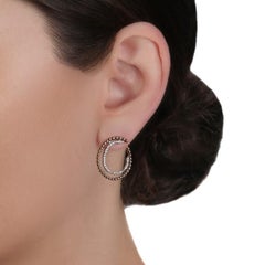 Diamond Beaded Hoop Earrings in 18K White Gold