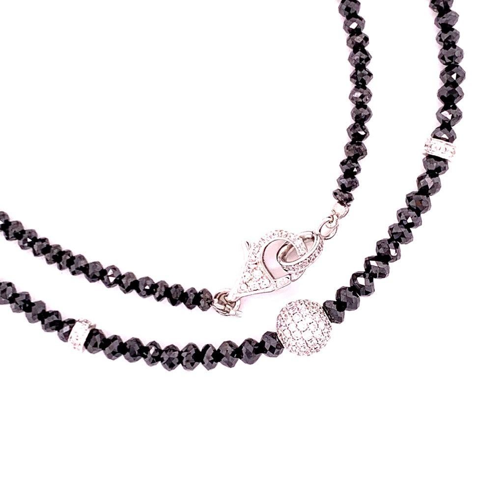 Diamant-Perlen-Halskette 34,15 Tcw 18k Gold zertifiziert (Rundschliff) im Angebot