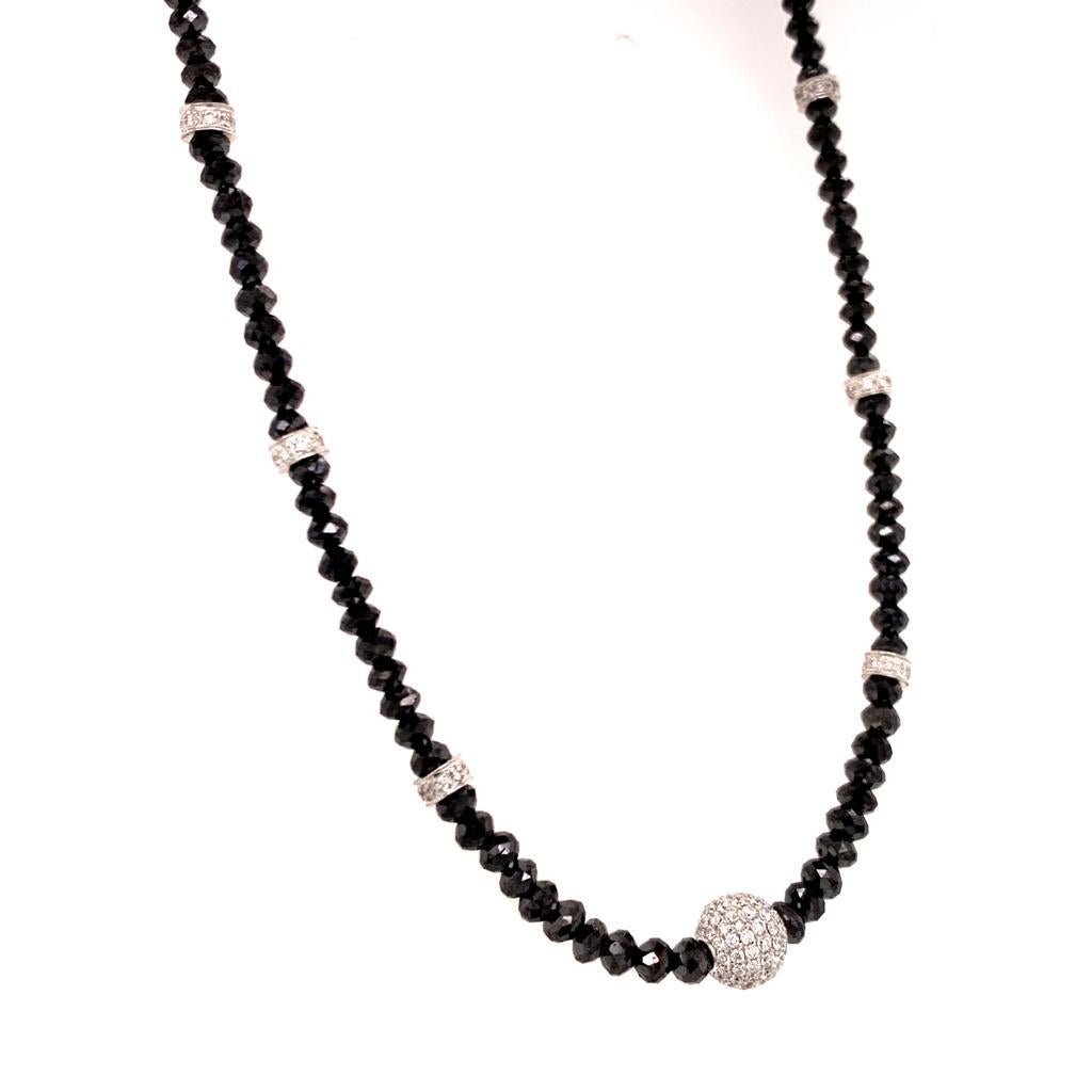 Women's Diamond Beaded Necklace 34.15 Tcw 18k Gold Certified For Sale