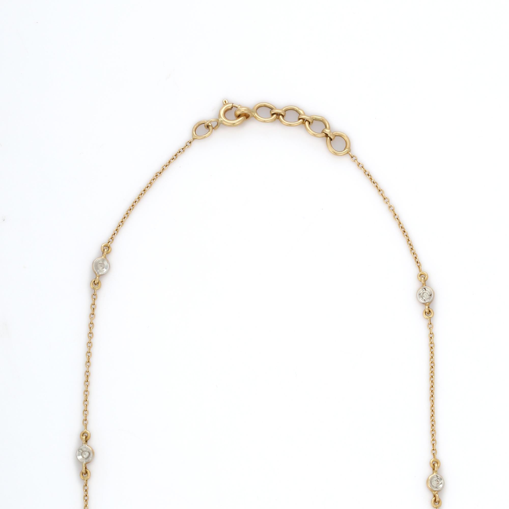 Art Deco Diamond Beaded Necklace in 18K Yellow Gold For Sale