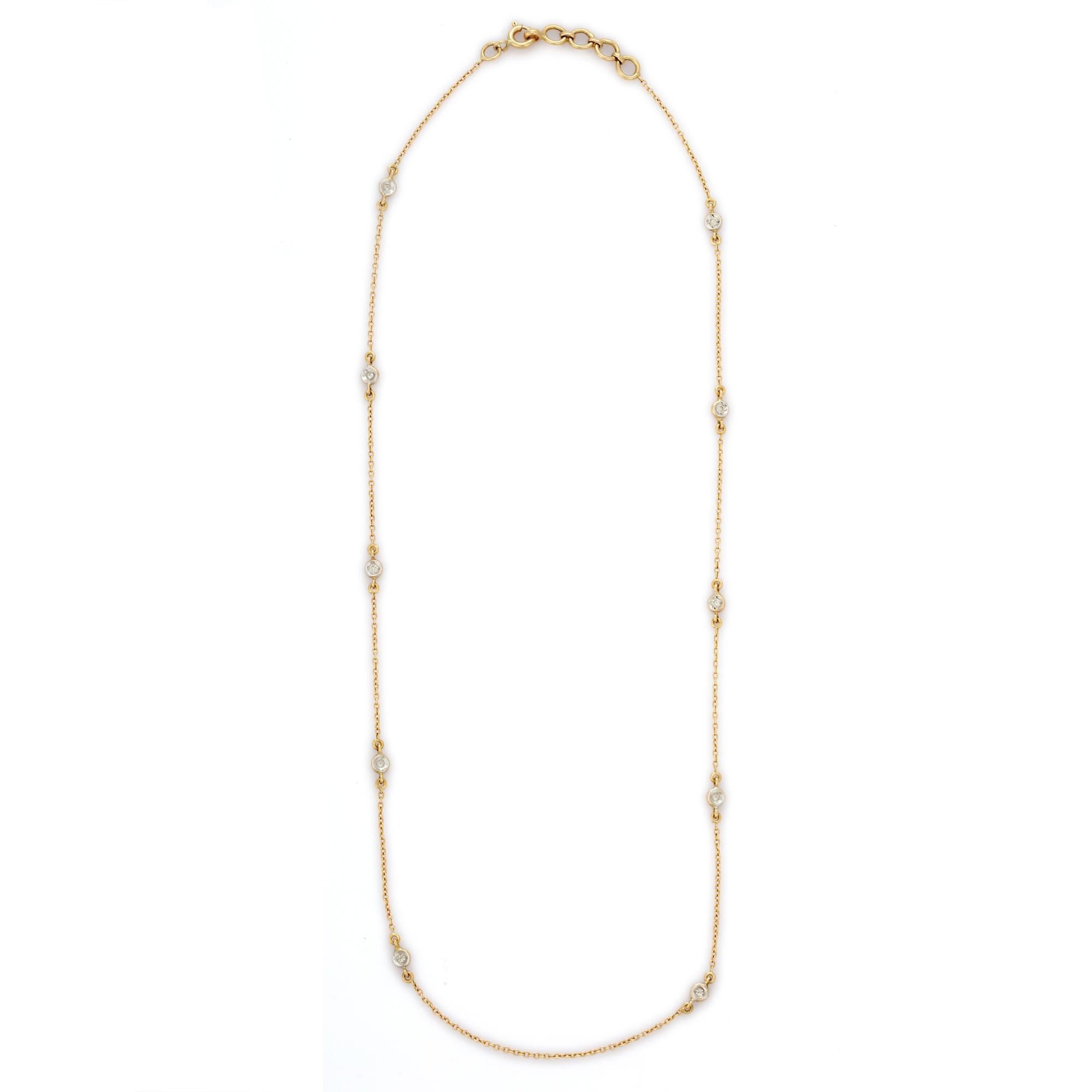 Diamond Beaded Necklace in 18K Yellow Gold In New Condition For Sale In Houston, TX