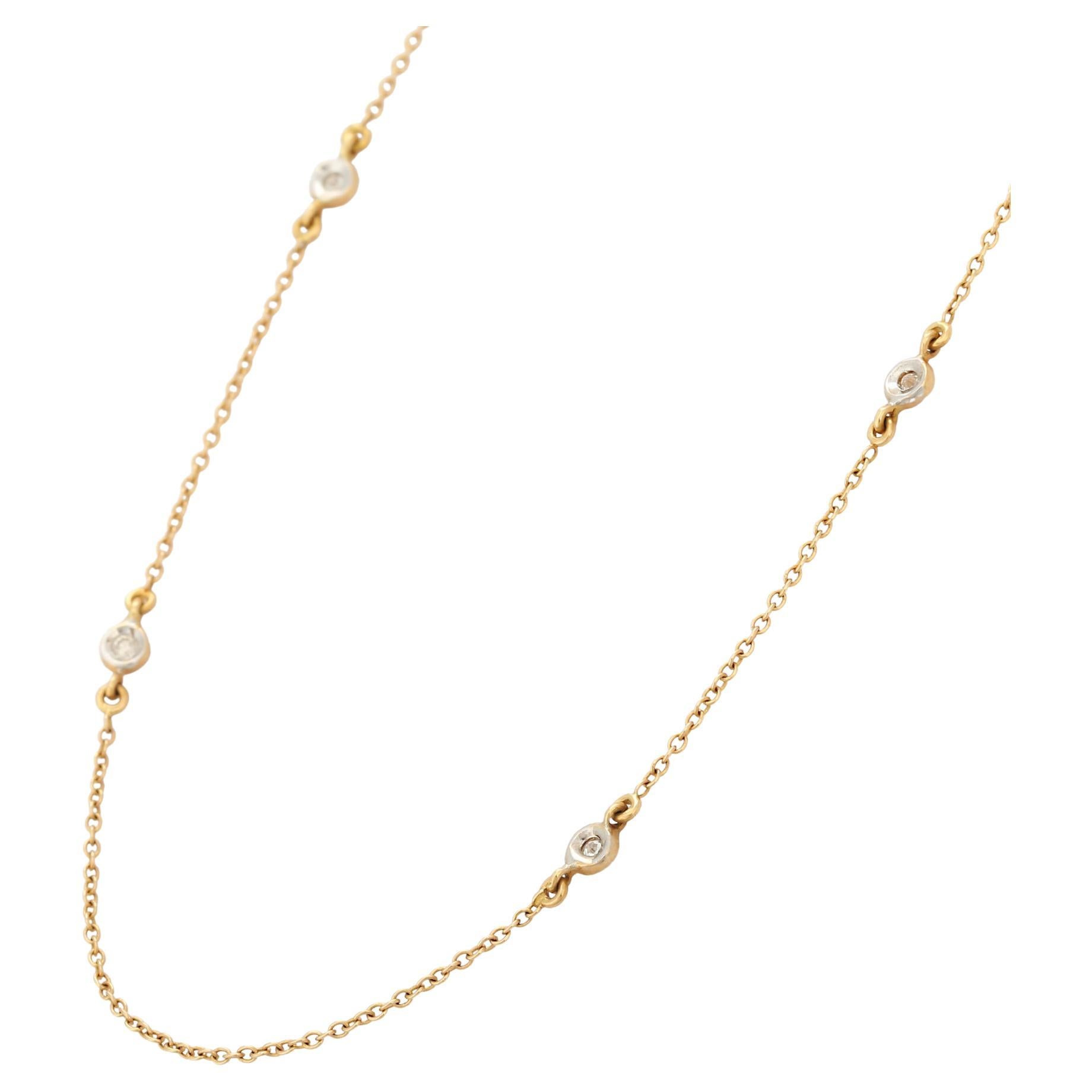 Diamond Beaded Necklace in 18K Yellow Gold