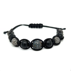 Diamond Beads and Sterling Silver Bracelet