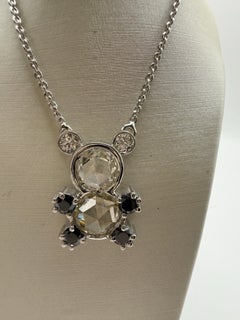 Diamond bear pendant 18KT white gold bear pendant necklace