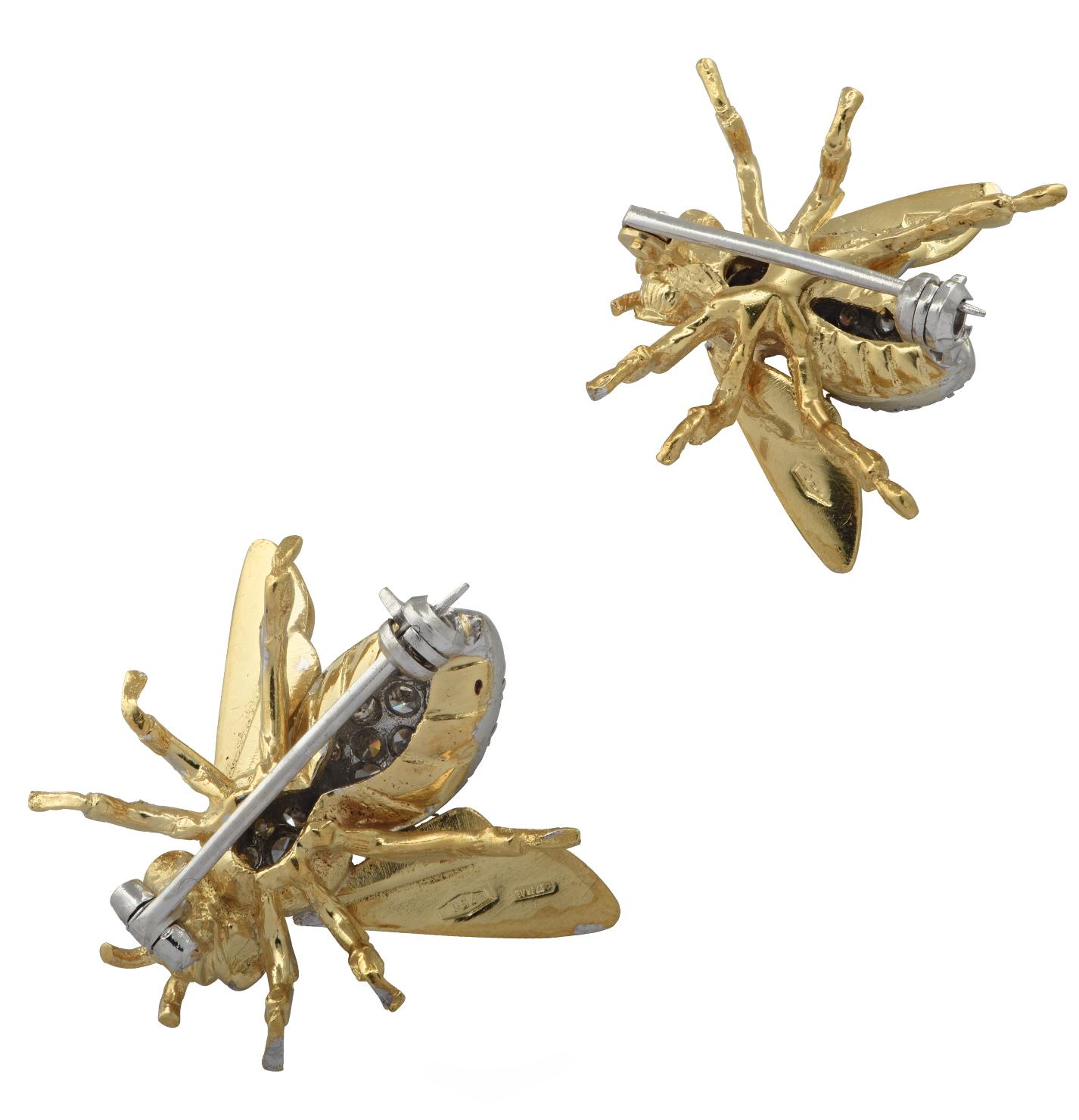 Modern Diamond Bee Brooch Pin Set
