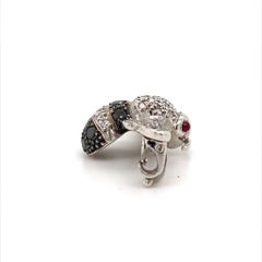 Diamond Bee Brooch Pin Set in 18 Karat White Gold