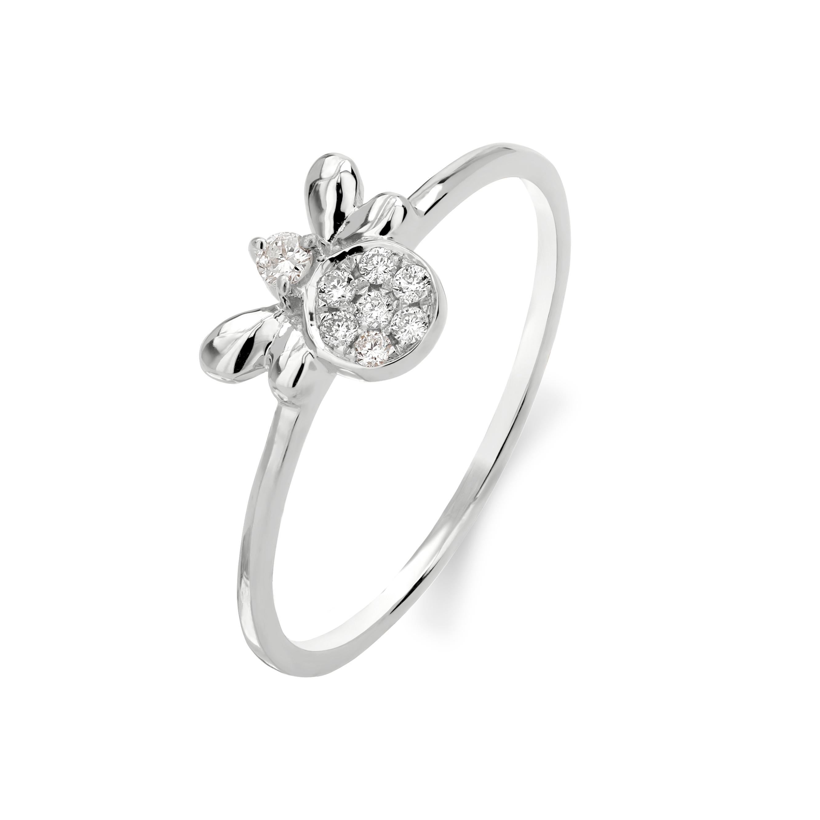 Contemporary Luxle Diamond Bee Ring in 18k White Gold
