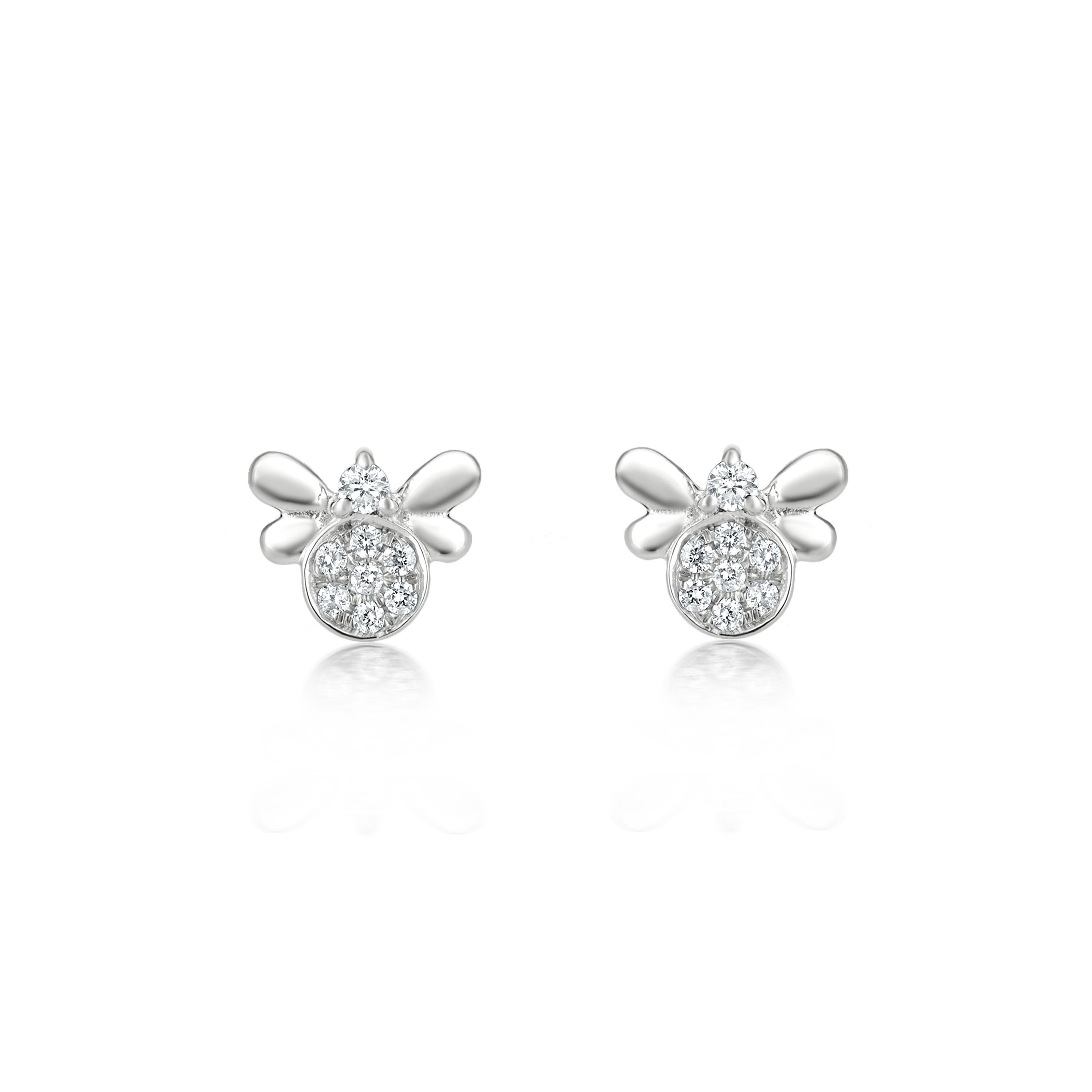 Grace your earlobes with a Luxle bee stud it symbolizes a strong network of unconditional love and support. Subtle yet pretty this bee stud earrings is the new fashion statement. These stud earrings sparkle with 16 round cut diamonds, totaling