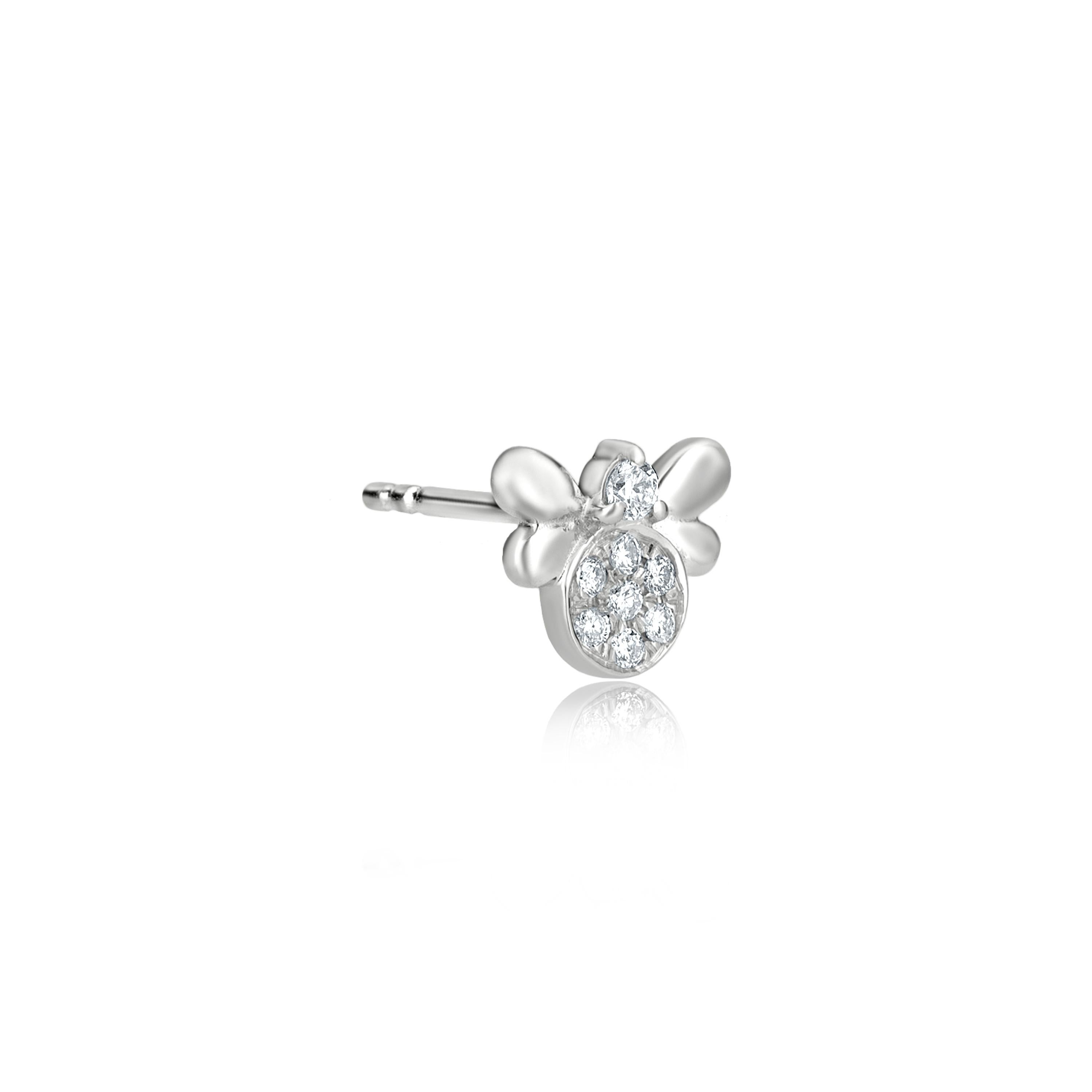 Contemporary Luxle Diamond Bee Stud Earrings in 18k White Gold