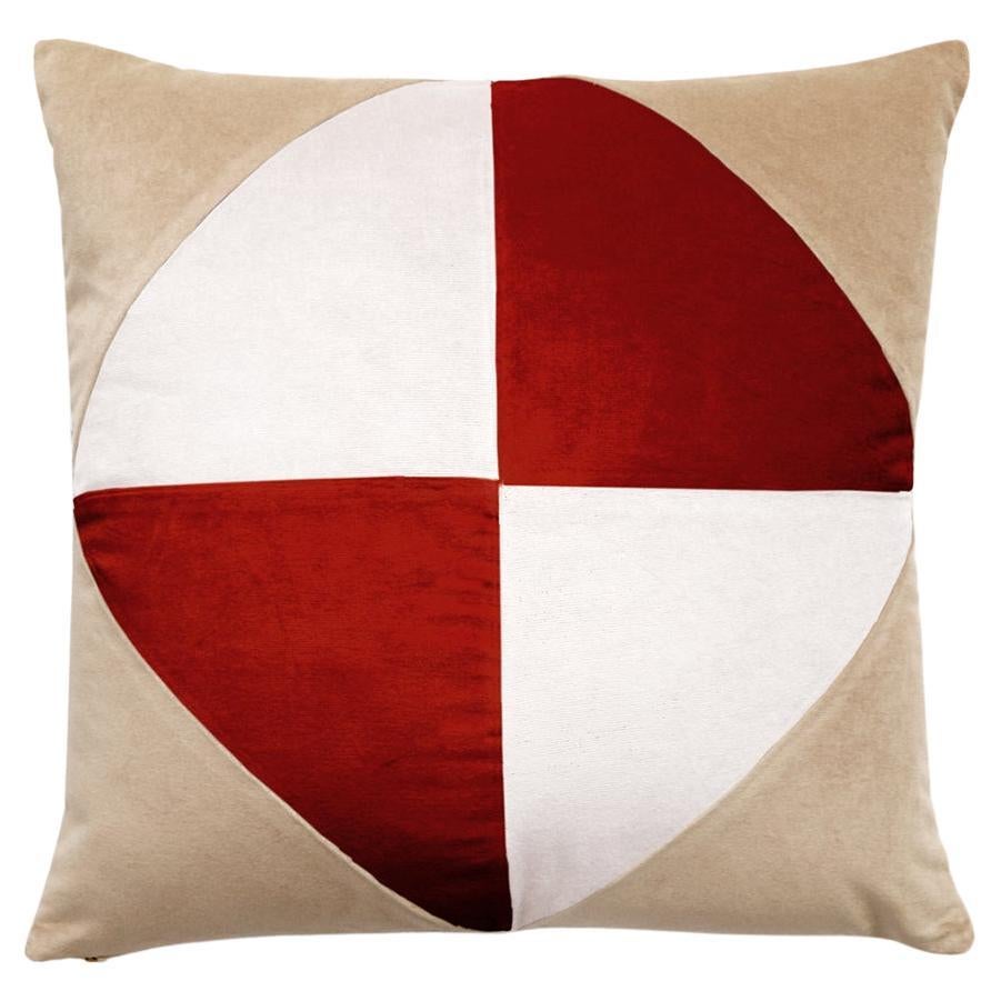 Diamond beige, brick and ivory white Velvet Deluxe Pillow For Sale