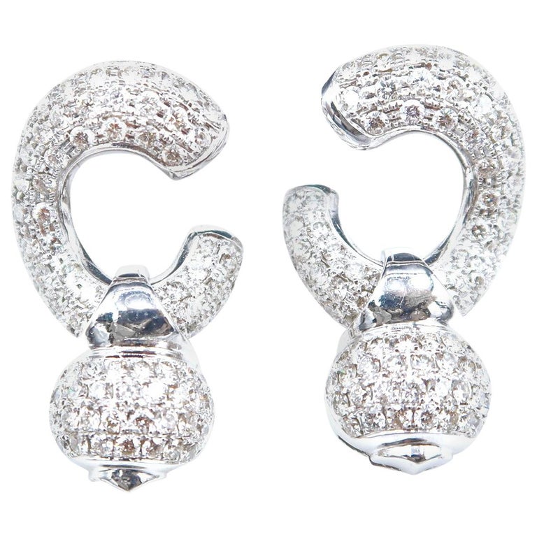 Diamond Bell Shaped Drop Earrings For Sale at 1stdibs