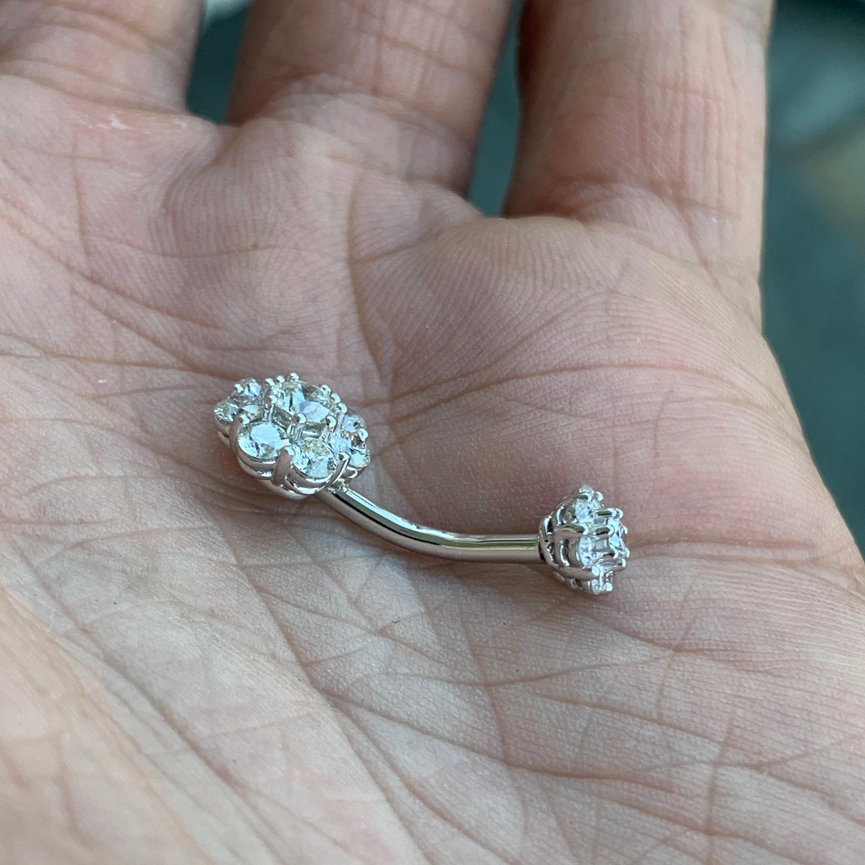 Made to order, please allow 1-3 weeks from date of final design approval by customer.  If you have a rush date you need them by let us know and we will let you know before if we can accommodate you.

Diamond Belly Button Ring but could also be made
