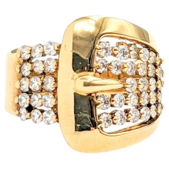 Diamond Belt Buckle Ring in 18k Yellow Gold