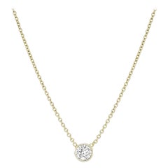 Diamond Bezel 14K Gold Solitaire Pendant Necklace
