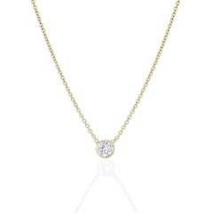 Diamond Bezel 14K Gold Solitaire Pendant Necklace