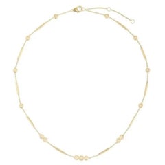 Diamond Bezel Bar Station 14K Yellow Gold Necklace