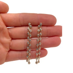 Diamond Bezel Chain Drop Earring in 14k Yellow Gold