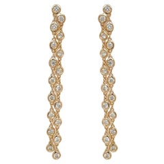 Diamond Bezel Chain Drop Earring in 14k Yellow Gold