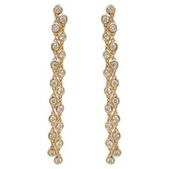 Diamond Bezel Chain Drop Earring in 14k Yellow Gold