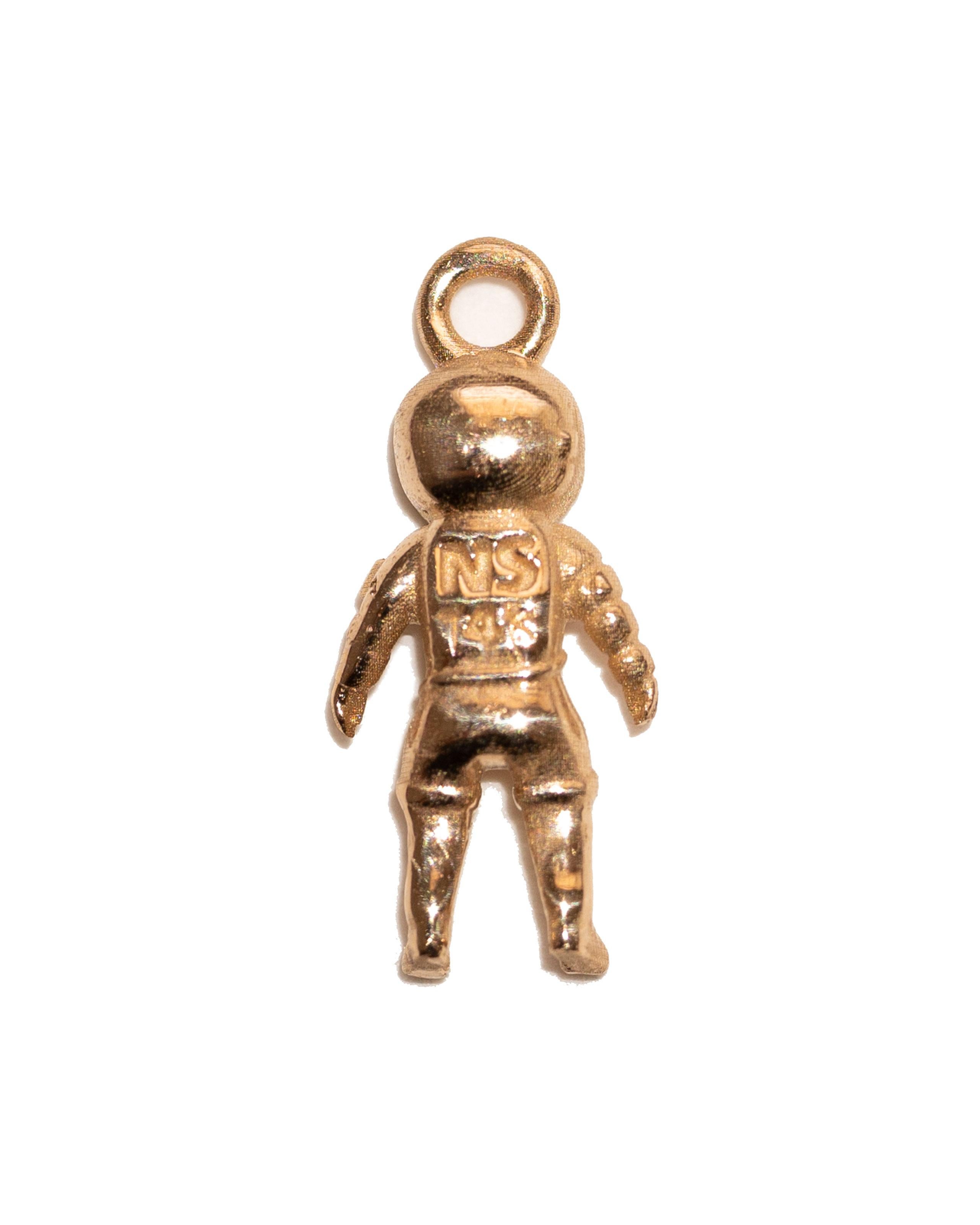 Round Cut Diamond Bezel Charm Ghost Astronaut Pendant Charm Necklace For Sale