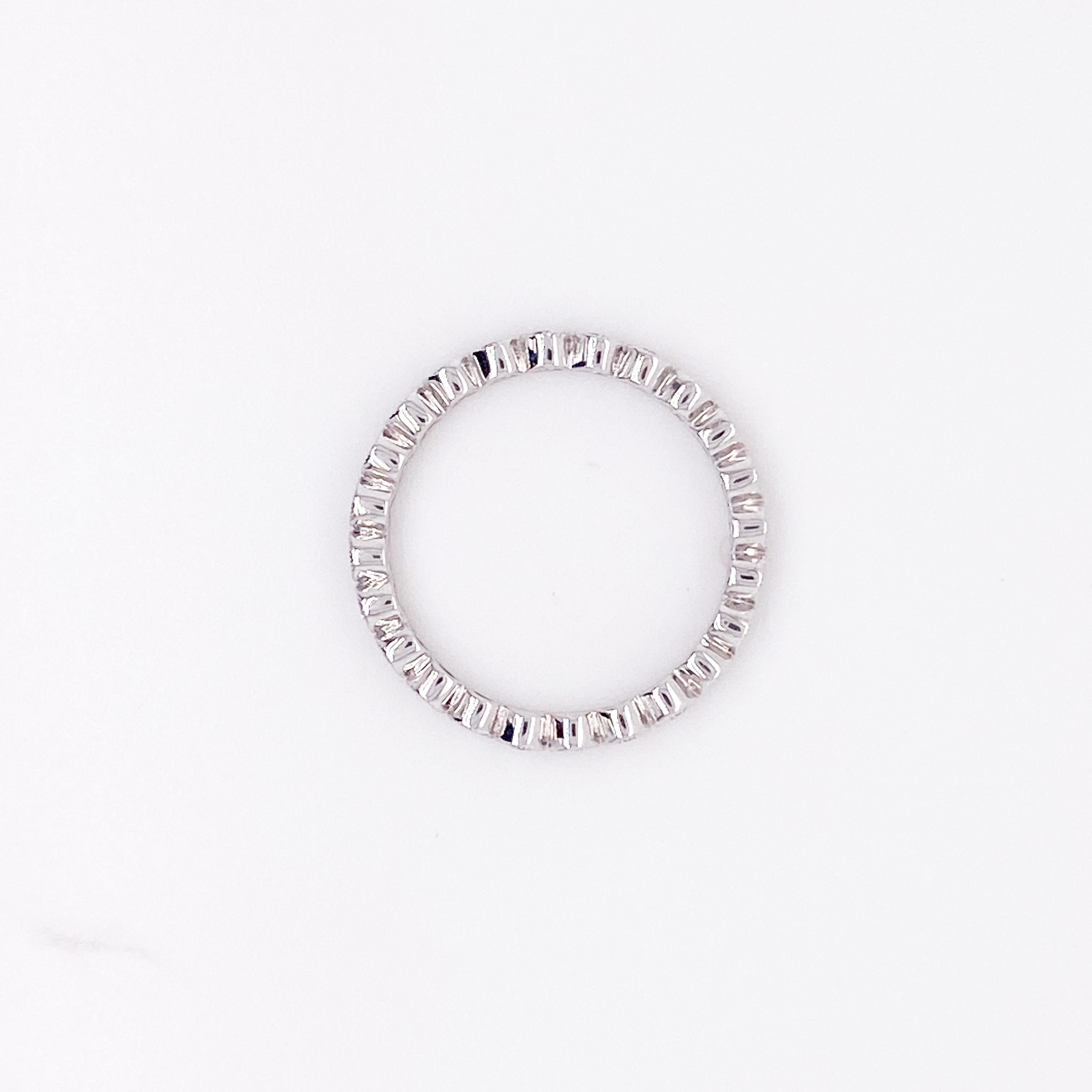 For Sale:  Diamond Bezel Eternity Ring, Half Carat in 14k White Gold, Stackable 2