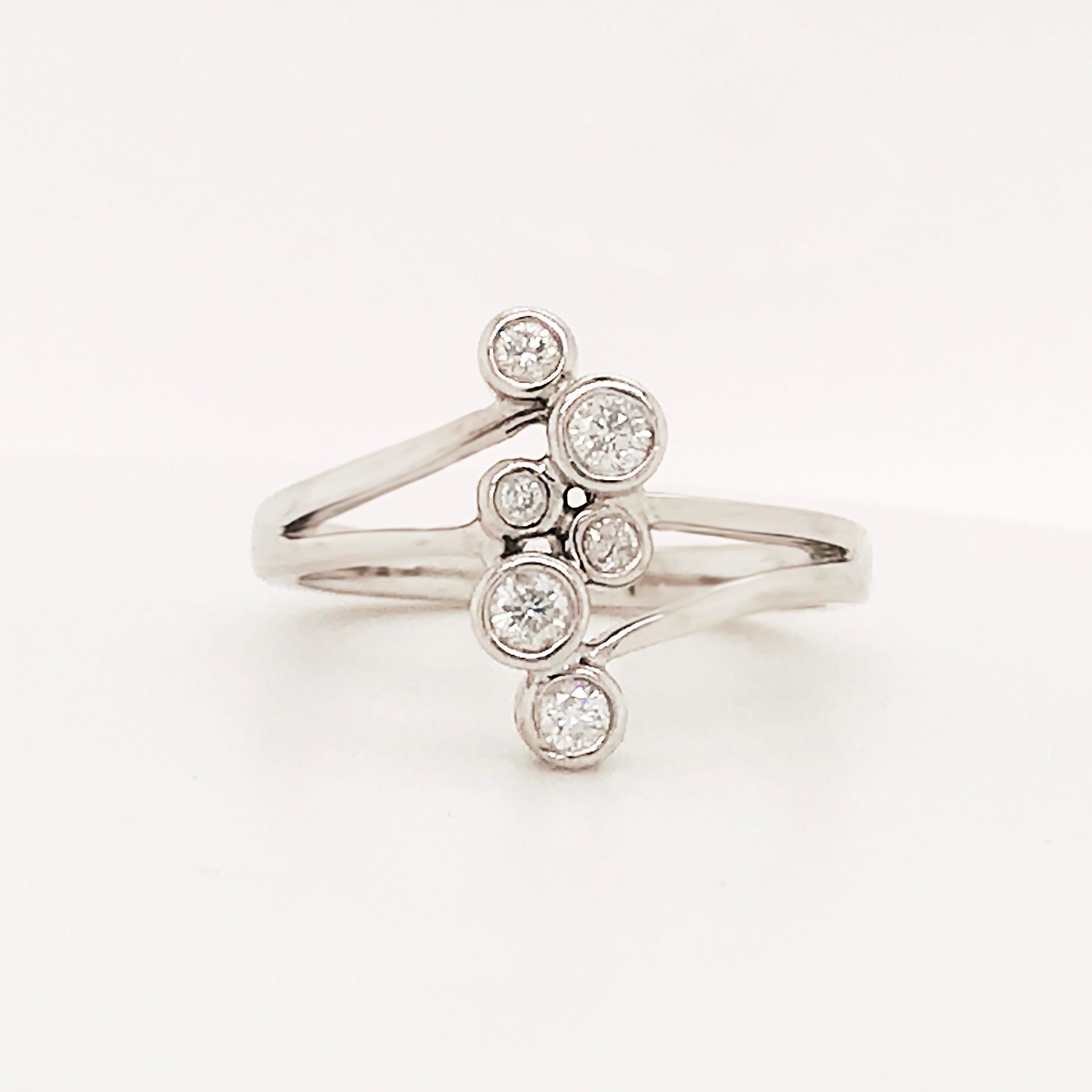 Round Cut Diamond Bezel Fashion Ring 14 Karat Gold 1/4 Carat '.25 Ct' Diamond Bubble Ring For Sale