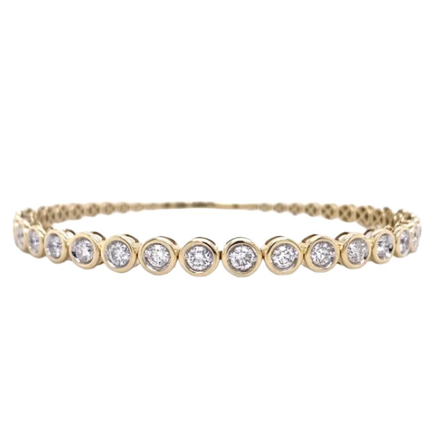 Contemporain Bracelet flexible en or jaune 14K avec lunette en diamant, 1.8 carats, lunette en vente
