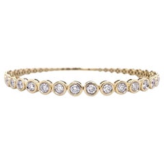 Bracelet flexible en or jaune 14K avec lunette en diamant, 1.8 carats, lunette
