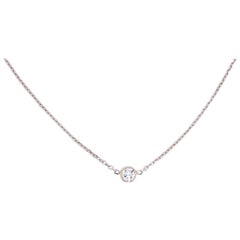 Diamond Bezel Necklace with 0.30 Carat Round Brilliant White Diamond Chain