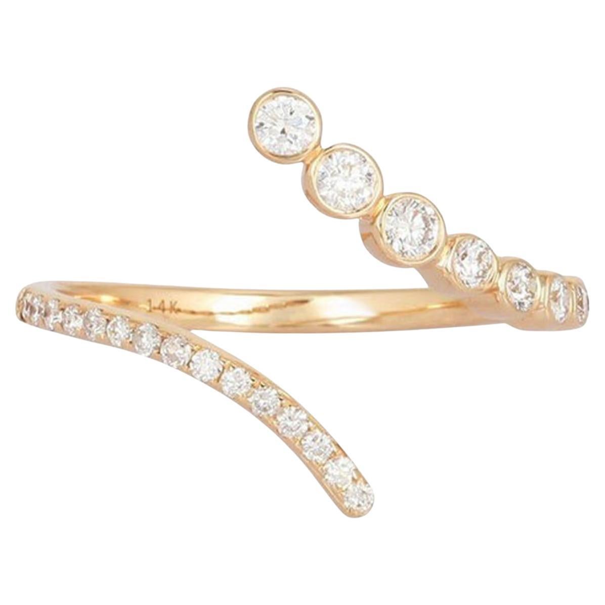 0,32 Karat Diamant-Ring mit offener Spirale aus 14-karätigem Gold