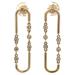 Pendientes colgantes clip de diamantes en bisel 0,39 quilates Oro amarillo de 14 quilates