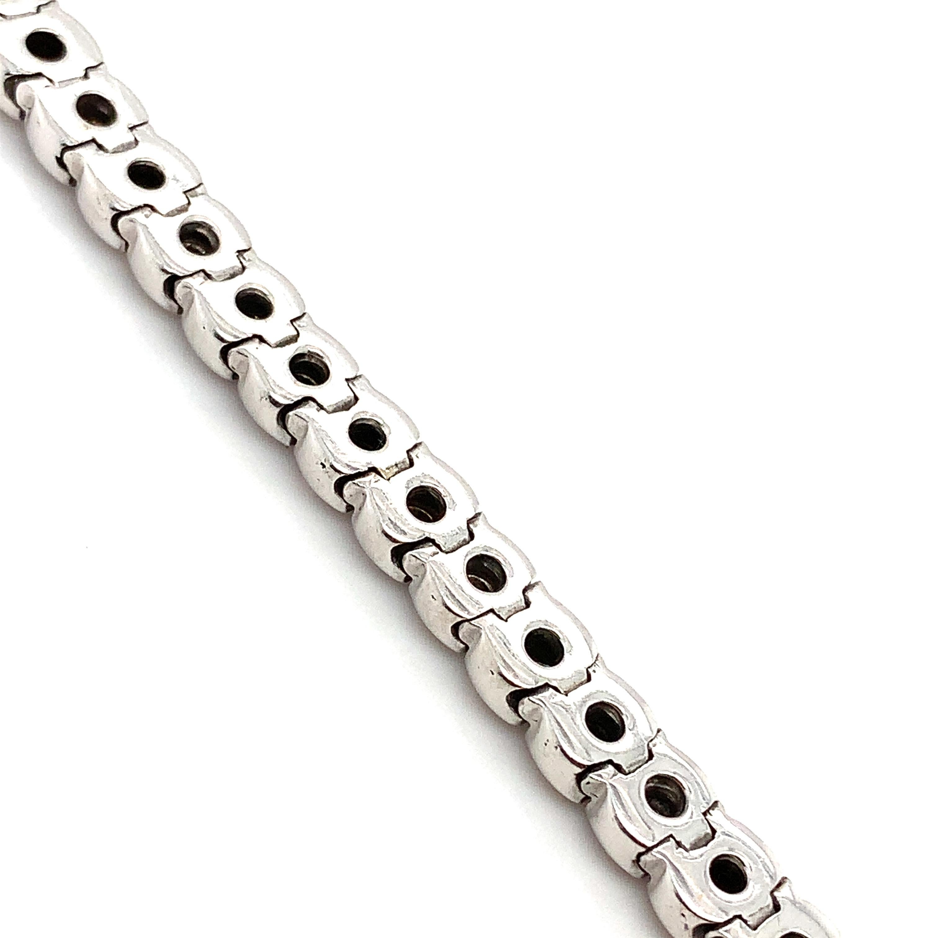 Diamond bezel rub over tennis bracelet 18k white gold For Sale 5