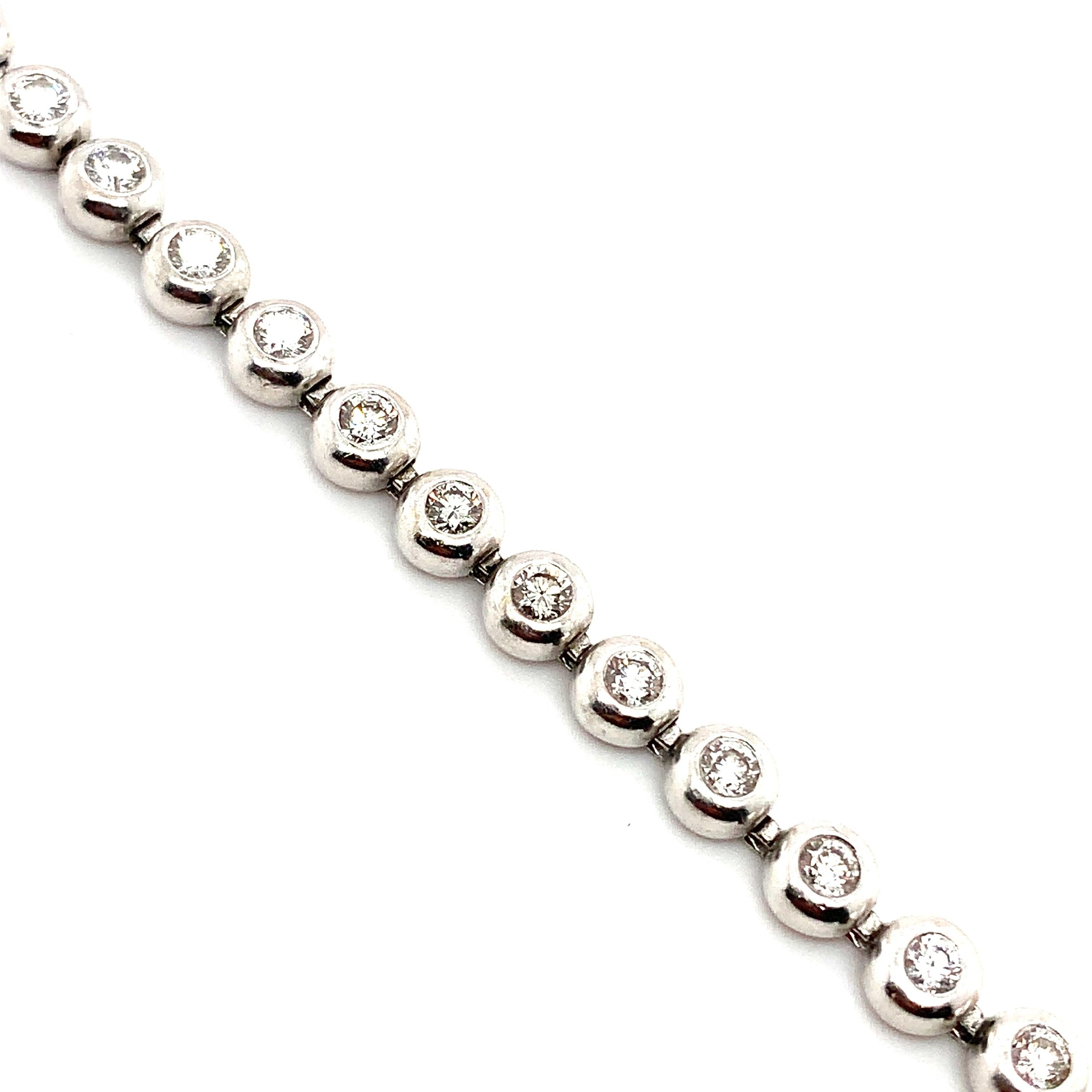Diamond bezel rubover tennis bracelet 18k white golst For Sale 2