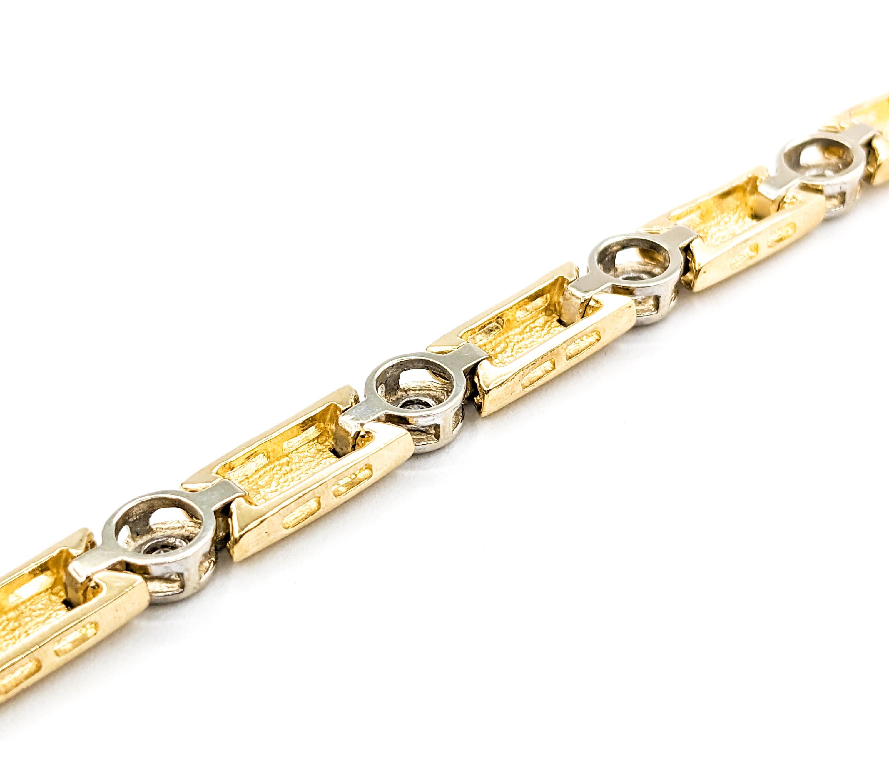 Diamant-Armband mit Lünette in zweifarbigem Gold (Moderne)