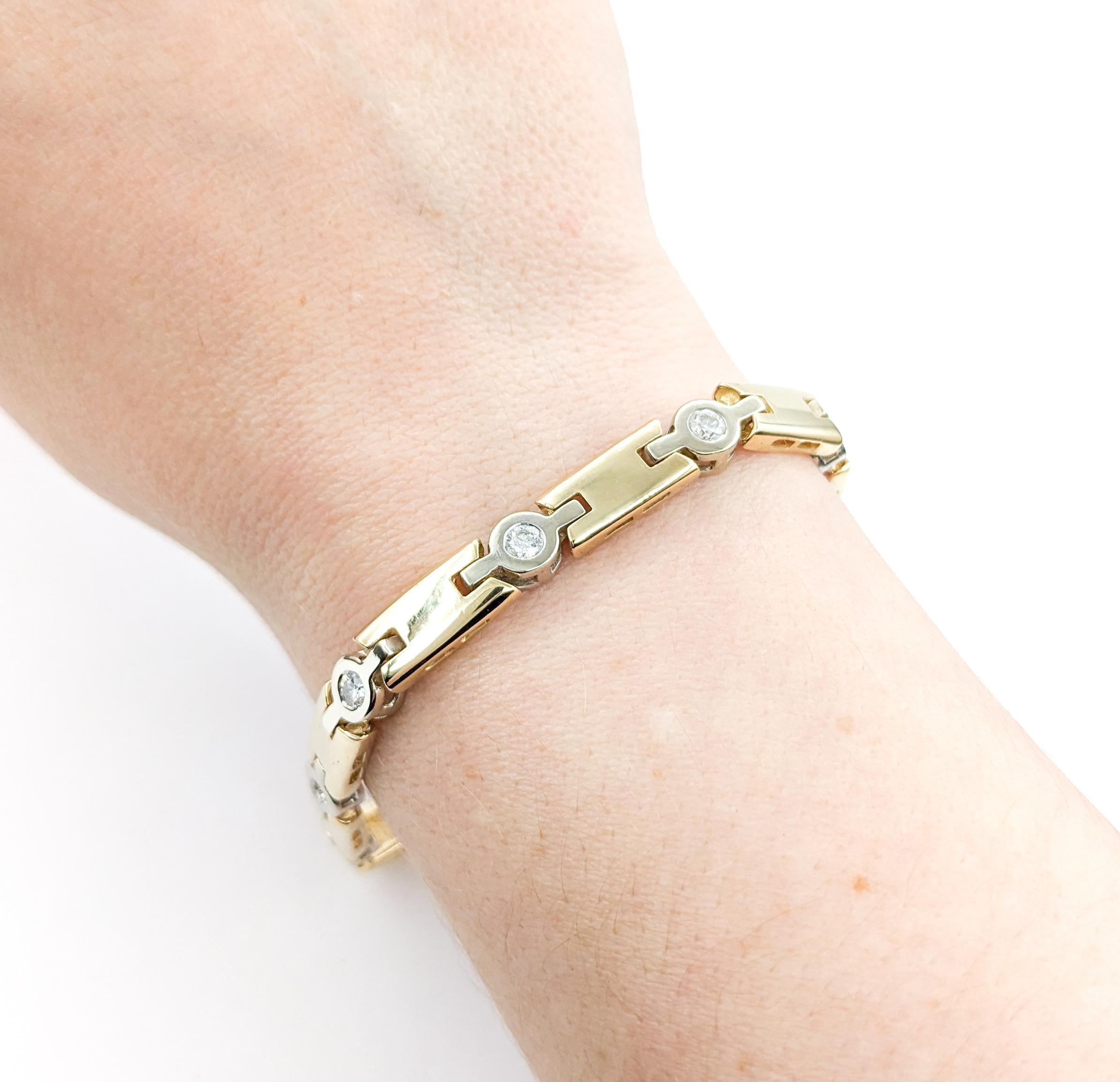 Diamant-Armband mit Lünette in zweifarbigem Gold (Rundschliff)