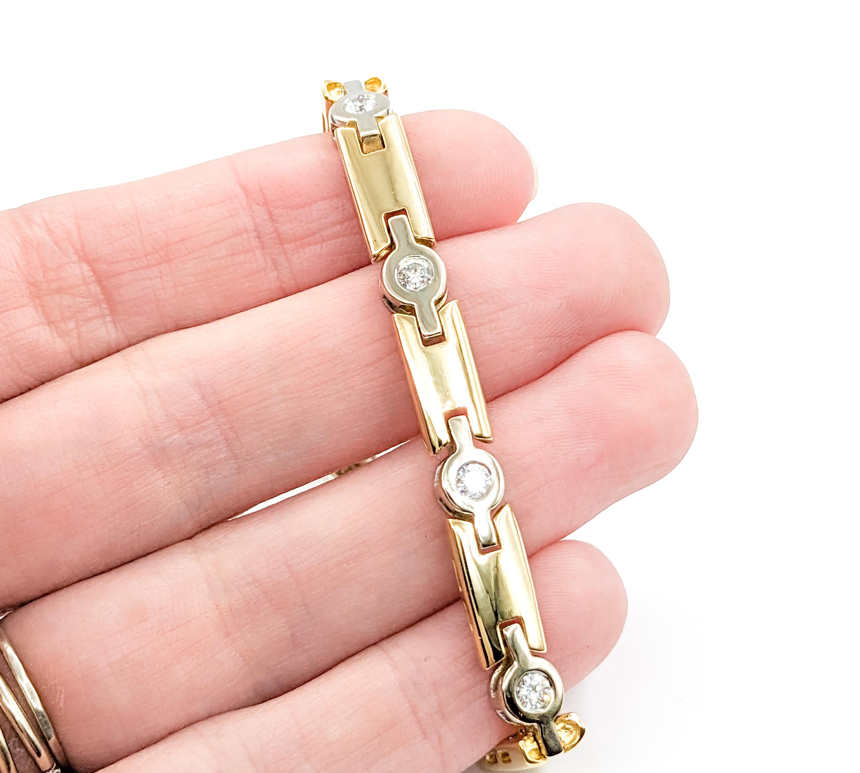Diamant-Armband mit Lünette in zweifarbigem Gold im Zustand „Hervorragend“ in Bloomington, MN