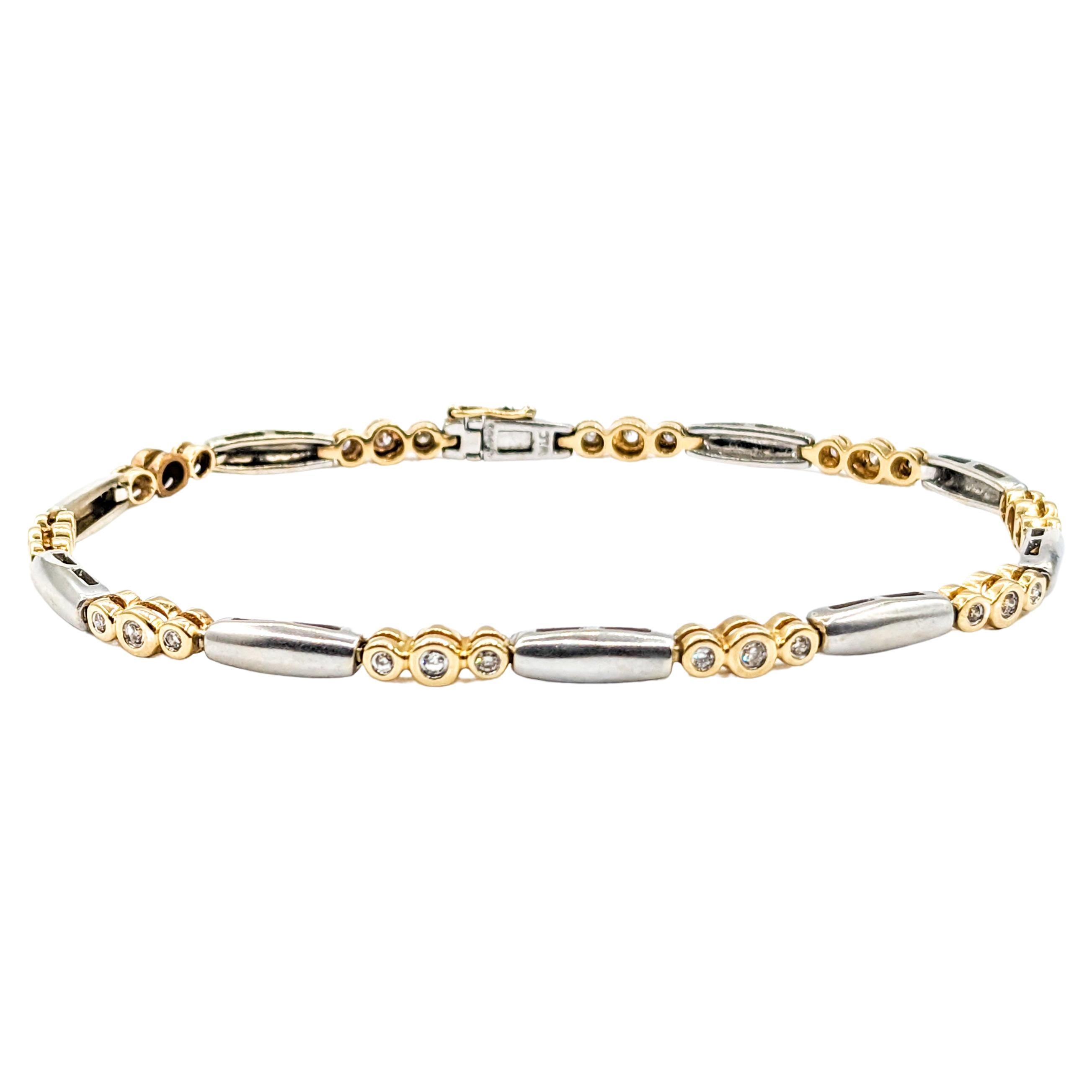 Diamond Bezel Set Bracelet Two-Tone Gold