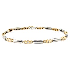 Vintage Diamond Bezel Set Bracelet Two-Tone Gold