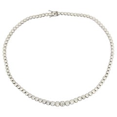 Diamond Bezel Set Necklace in 18 Karat White Gold 6 Carat