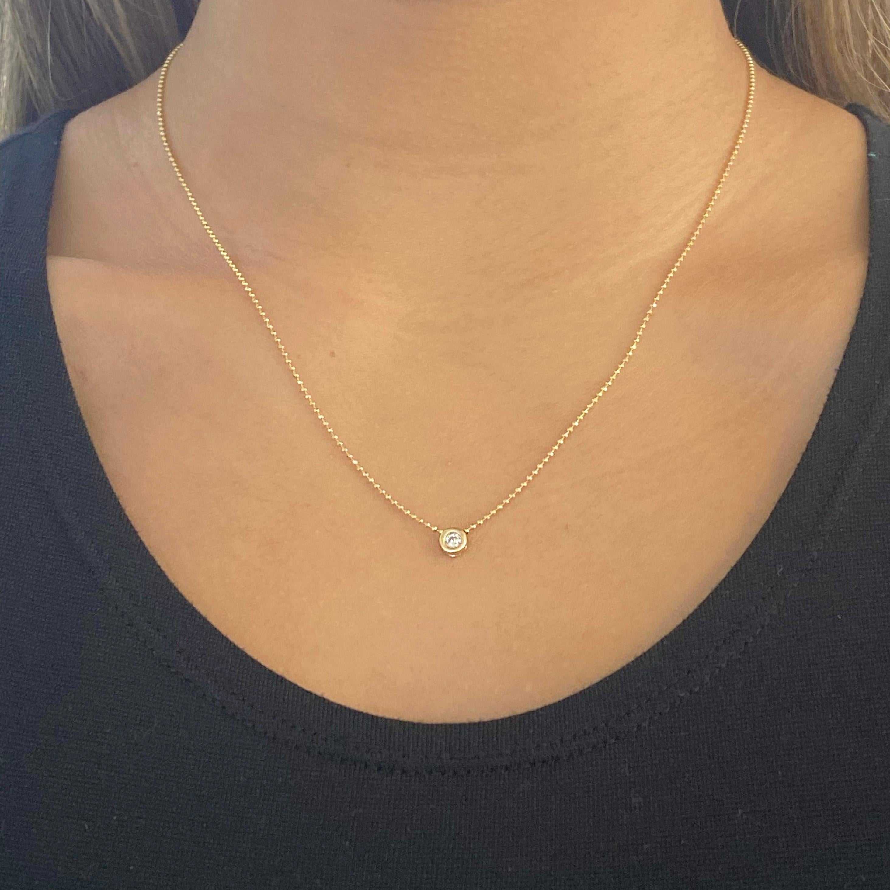 Contemporary Diamond Bezel Set Pendant with Beaded Chain For Sale