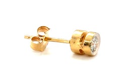 Diamond Bezel Set Single Stud Earring Mined F VS 14K White & Yellow Gold