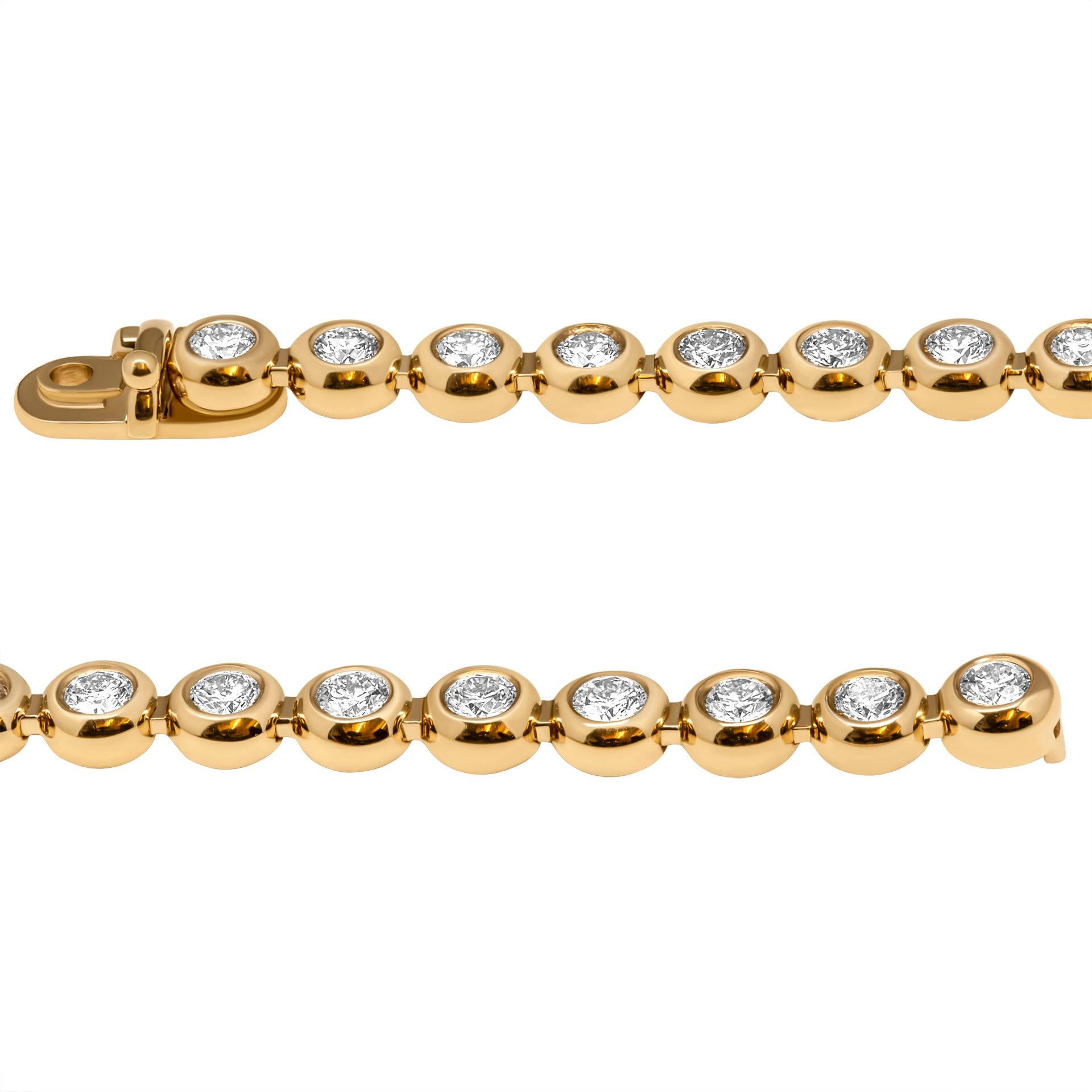 Tennis-Halskette mit Diamantbesatz aus 14K Gelbgold
82 runde Diamanten F Farbe VS Reinheit 
Gesamtgewicht 8,62cts
Gesamtlänge: 17.50 Zoll

