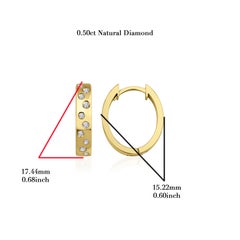 Diamond Bezel Setting Solid Gold Huggie Hoops
