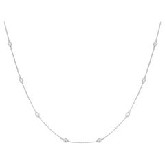 Diamond Bezel Strand Necklace in 18K White Gold