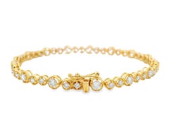 Natural Diamond Bezel Tennis Bracelet in 14K Yellow Gold 7 Inches