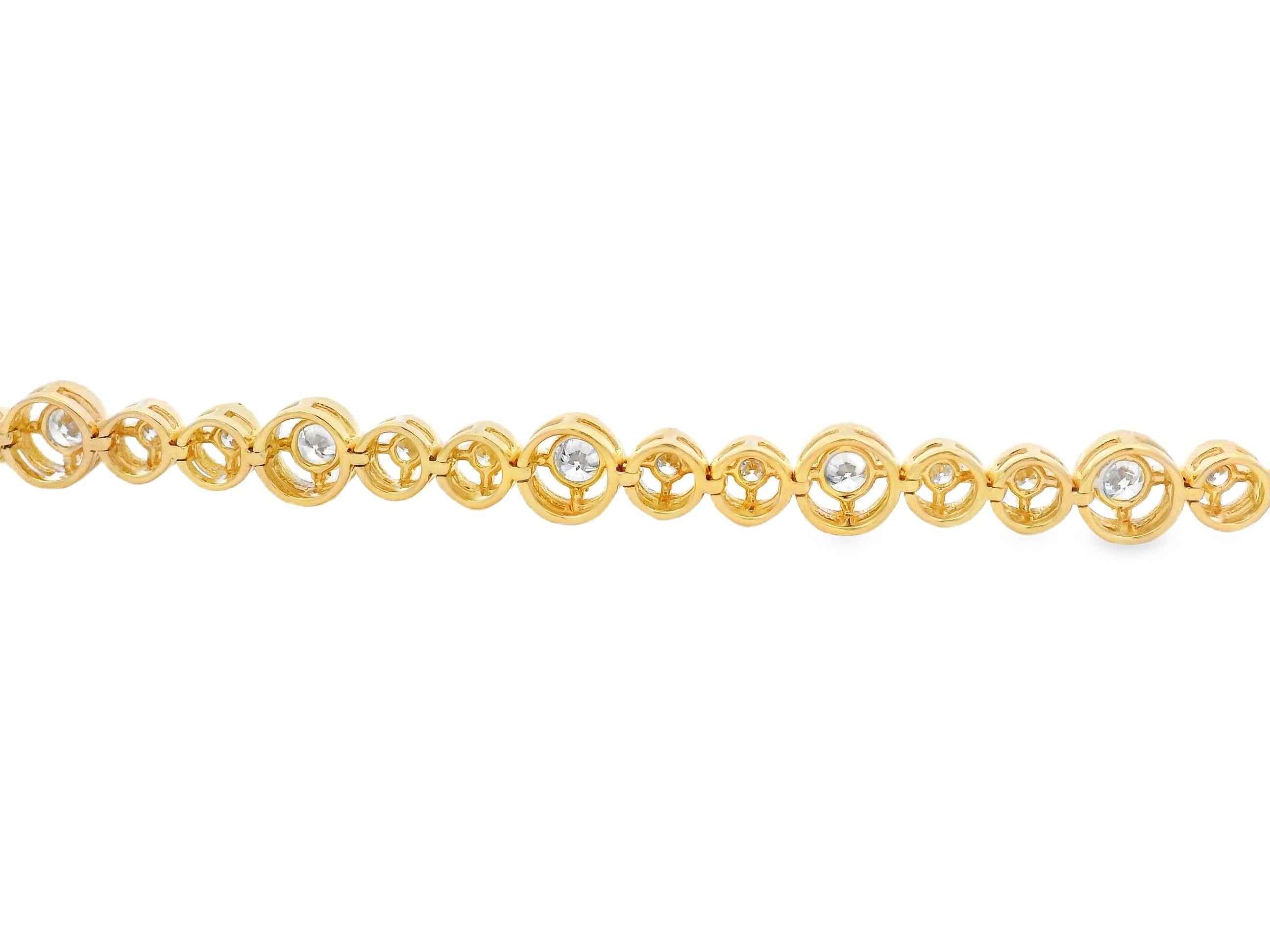 Pulsera de Tenis con Bisel de Diamantes en Oro Amarillo de 14 K 7 Pulgadas en Nuevo estado para la venta en New York, NY