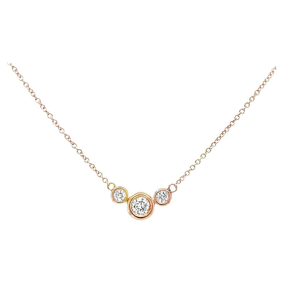 Diamond Bezel Trio Necklace in Rose Gold For Sale