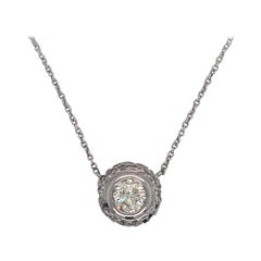 Diamond Bezel with Halo Pendant Necklace 1