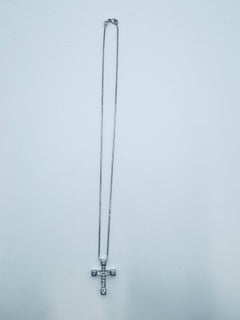 Suna Diamond Bezelled Cross Necklace in Platinum
