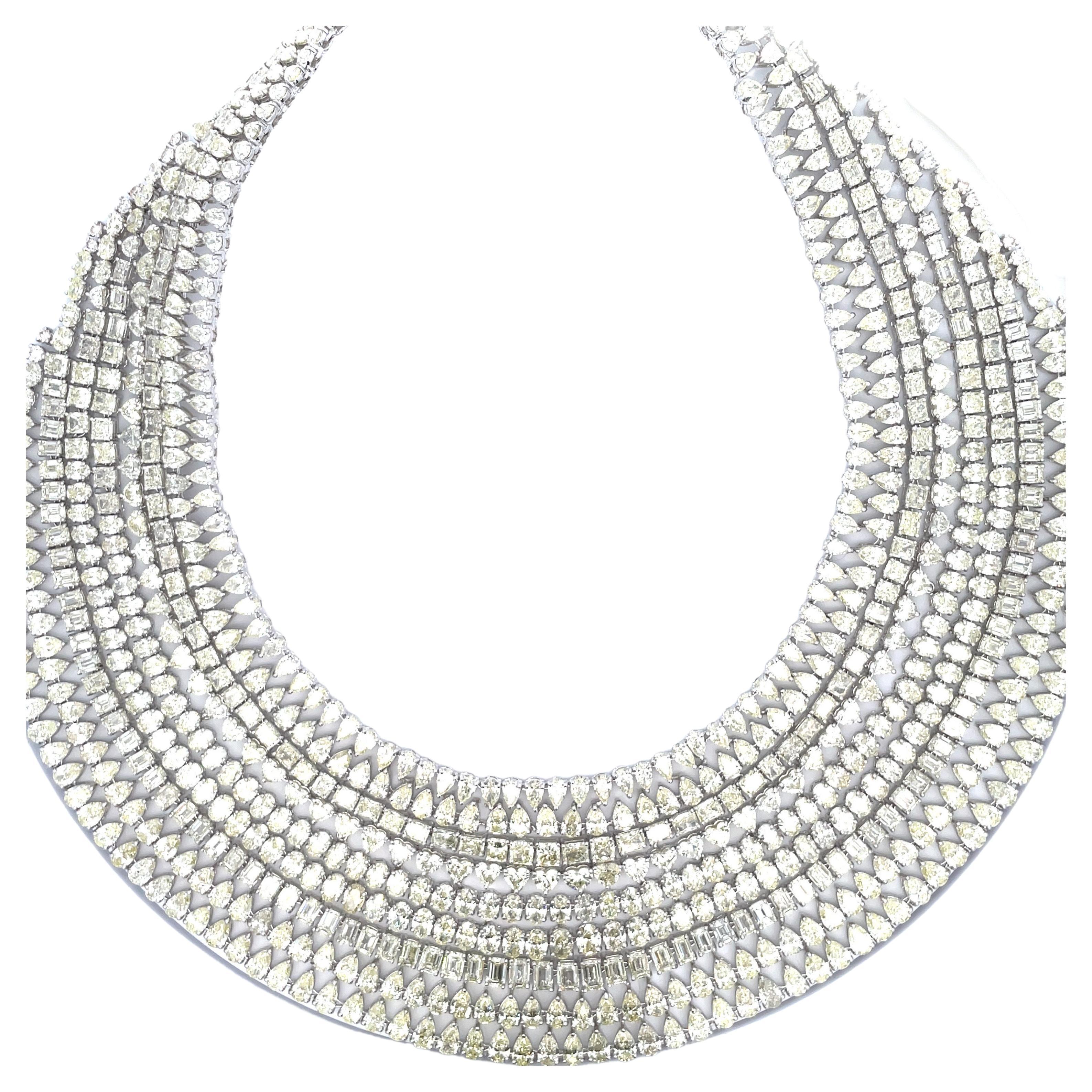 Extra große Diamant-Cluster-Halskette aus 18 Karat Weißgold mit 265 Karat